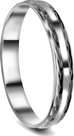 Moments By Pan Jewelry Giftering i 375 hvitt gull med mønster | 3,5 mm bredde