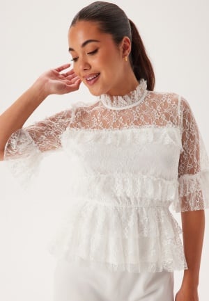 BUBBLEROOM Frill Lace Blouse White 44 BUBBLEROOM Frill Lace Blouse White 44