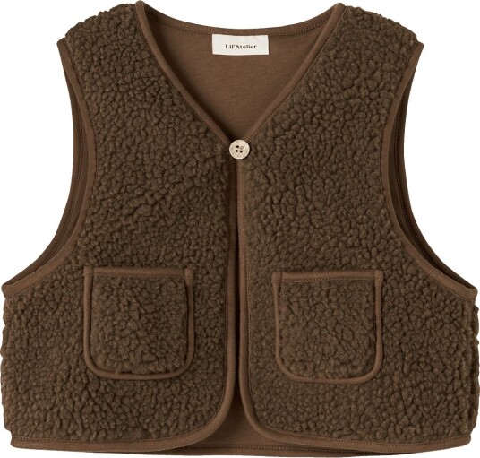 Lil"Atelier Nmnjono Rlx Sherpa Vest Lil TEAK 98