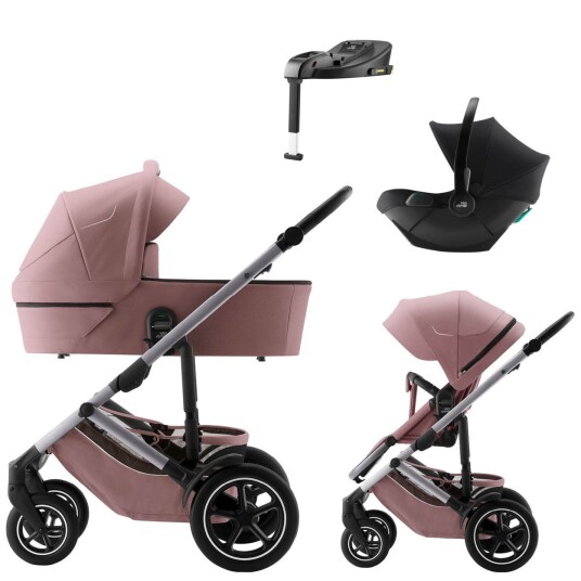 Komplett Barnevogn Britax Smile 5Z Dusty Rose + Baby-Safe Core Space Black inkl. base