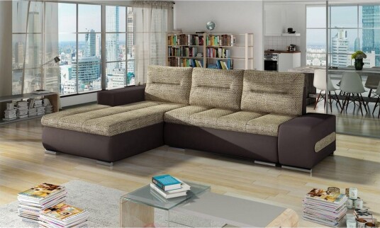 Seksjon Eltap Ottavio 275x180x85 cm Berlin 03 Soft 66 Beige Mørkebrun Venstre