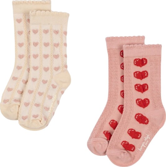 Konges Sløjd Sokker 2 pack Heart Mix Konges Sløjd 33/35 Sokker Hvit Rosa Rød 33 35