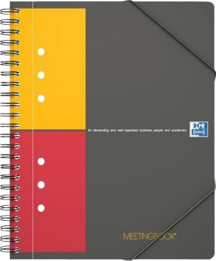 Oxford International Meetingbook A5+   Notatbok   Trådbundet   80 Ark / 160 Sider   Hvitt Papir   Kvadratisk   10 Hull   Antrasittgrått Omslag   Polypropylen Pp