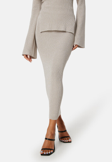 Madeleine Bitici X Bubbleroom Madeleine Sparkling Knitted Skirt Light champagne XS