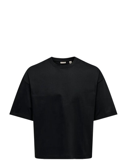 ONLY & SONS Onsfred Rlx Ss Crop Tee   Black   XS