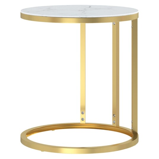 vidaXL Sidebord gull og hvit marmor 45 cm herdet glass vidaXL Sidebord gull og hvit marmor 45 cm herdet glass