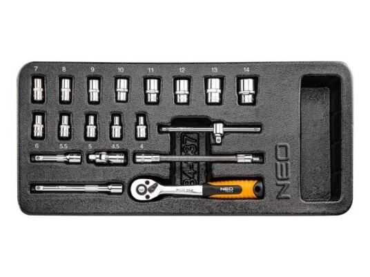 Neo Tools Verktøysett 19 Deler med Skrallefunksjon og Krom-vanadium Stål (84-237) Neo Tools Verktøysett 19 Deler med Skrallefunksjon og Krom-vanadium Stål (84-237)