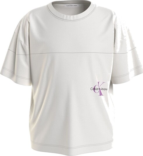 Calvin Klein T skjorte Monogram av plassert T skjorte Ivory Calvin Klein 10 år 140 T skjorte Hvit