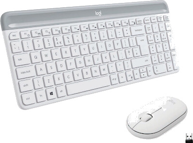 Logitech MK470 Slim Combo Trådløst Tastatur og Mussett Nordisk Hvit