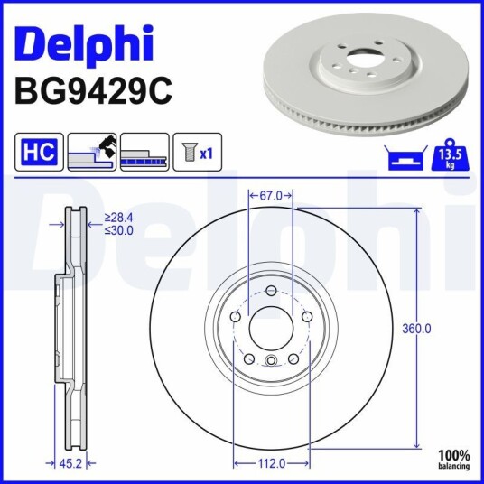 Bremseskive DELPHI BG9429C