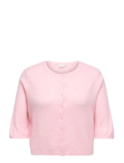 ONLY Carmakoma Carviola Ss O Neck Cardigan Knt   Pink   42 44