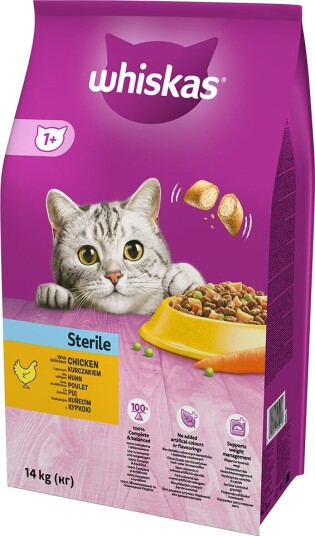 Whiskas Sterile Tørrfôr til Voksne Katter med Kylling 14 kg Whiskas Sterile Tørrfôr til Voksne Katter med Kylling 14 kg