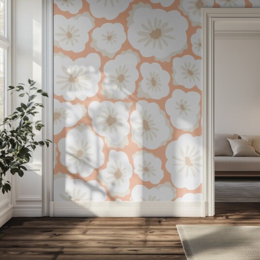 Tapet – Beige blomstermønster
