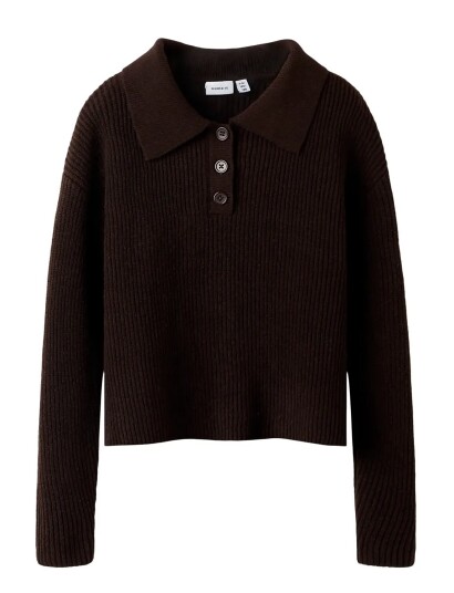 Name It Nkfnia Ls Loose Polo Knit Lnoos Brown 122 128 Name It Nkfnia Ls Loose Polo Knit Lnoos Brown 122 128