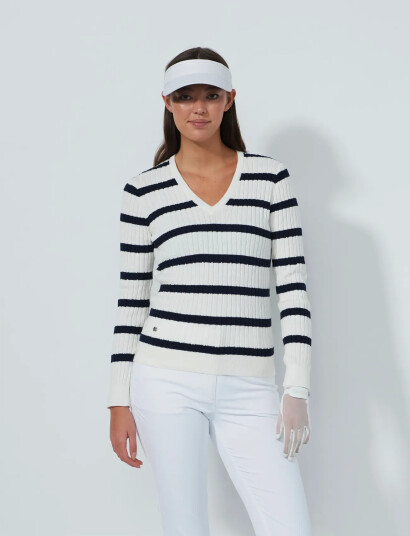 Daily Sports Stripe Madelene Pullover White XXL Daily Sports Stripe Madelene Pullover White XXL