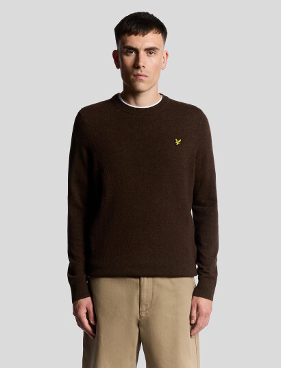 Lyle & Scott Lambswool Blend Crew Neck Jumper - Brown - M Lyle & Scott Lambswool Blend Crew Neck Jumper - Brown - M