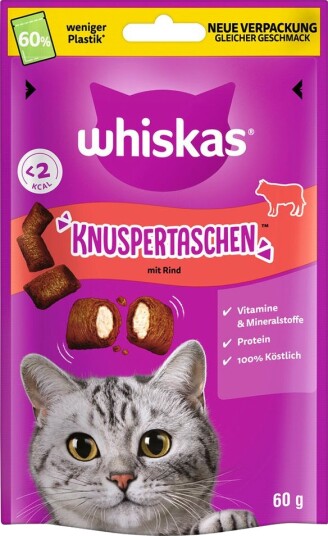 Whiskas Snacks Crunchy Pockets Storfe 8 X 60 G