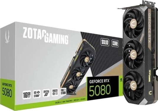 ZOTAC GeForce RTX 5080 Solid Core 16GB GDDR7 Grafikkort med PCIe 5.0 ZOTAC GeForce RTX 5080 Solid Core 16GB GDDR7 Grafikkort med PCIe 5.0