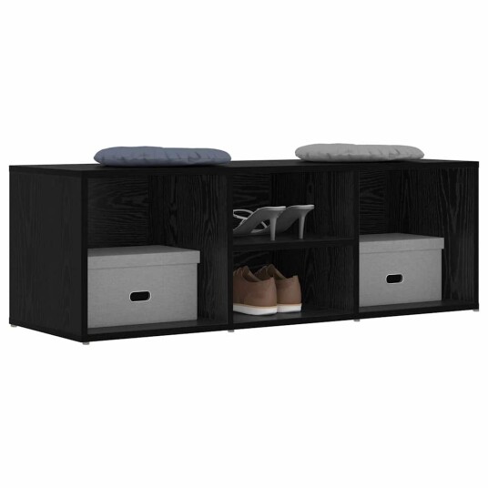 Skoppbevaringsbenk Svart eik 102 x 35 x 35 cm Konstruert tre Skoppbevaringsbenk Svart eik 102 x 35 x 35 cm Konstruert tre