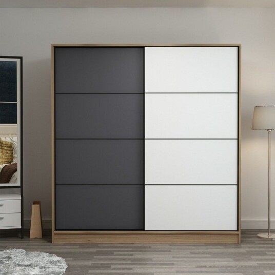 Fruitland Garderobe 220 cm - Ek/Grå/Hvit