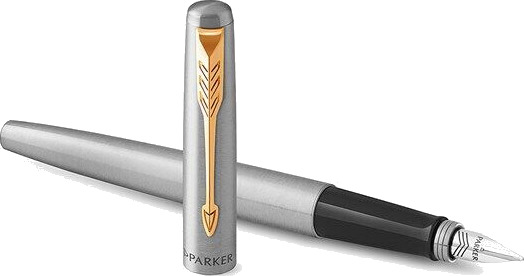Parker Jotter Fountain Pen  Stainless Steel with Gull Trim  Medium Nib Blå Ink  Includes Gift Box