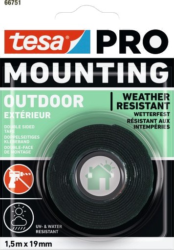 Tesa Pro Monteringstape 66751 19mmx1,5m Utendørs