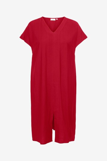 Only Carmakoma   Kjole carJoanna V neck In one Calf Dress   Rød