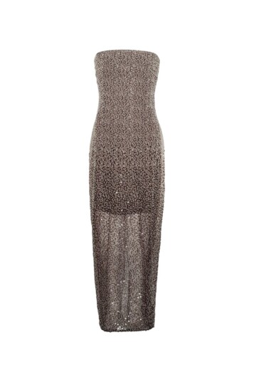 Rotate Beaded Midi Tube Dress Kjole Brun 38