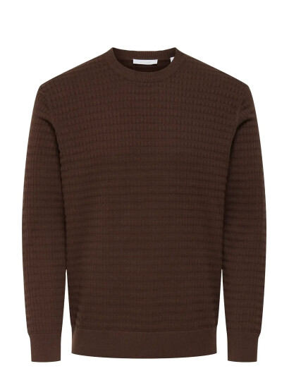 ONLY & SONS Onsberry Reg 12 Ls Crew Knit Frml Noos - Burgundy - XS