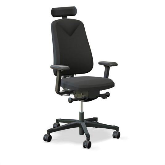 Lanab Group Kontorstol Höganäs +280, Svart Stoff, Nakkestøtte, Armlener, Hjul
