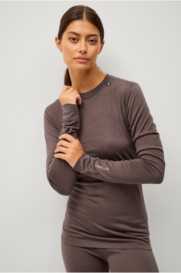 Áhkká Funksjonsgenser Merino Wool LS Tee W Brun