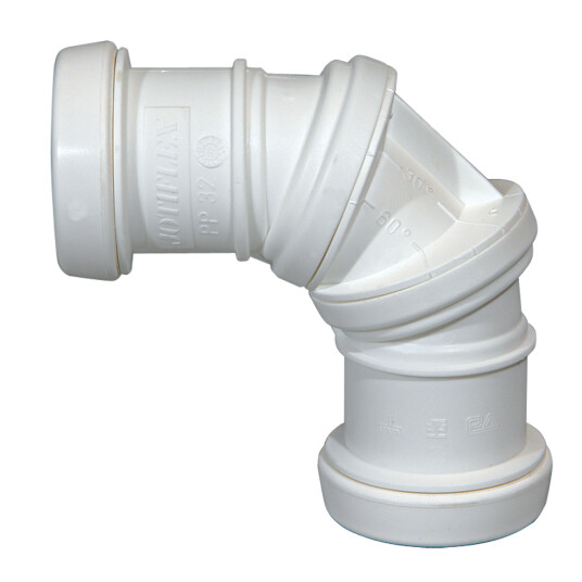 JOTIFLEX 32MM BEND 0-90° DOBBELMUFFE HVIT
