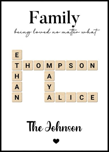 Connected Hearts A Family Name Puzzle of Love Plakat Plakat / 100x150cm