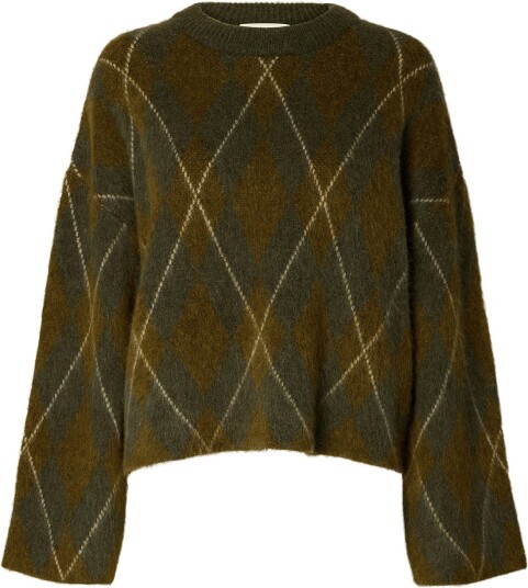 Selected Slwlulu Brushed Argyle Knit O Neck Noos KALAMATA M Selected Slwlulu Brushed Argyle Knit O Neck Noos KALAMATA M