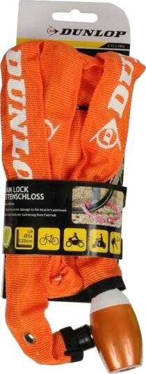 Dunlop Sykkellås Med Lås (Kjede) 120 Cm (Oransje) Dunlop Sykkellås Med Lås (Kjede) 120 Cm (Oransje)