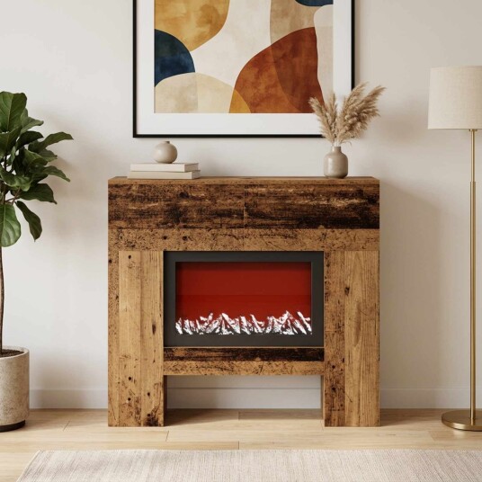 vidaXL Elektrisk peis Gammelt tre 100 x 24,5 x 90 cm Konstruert tre