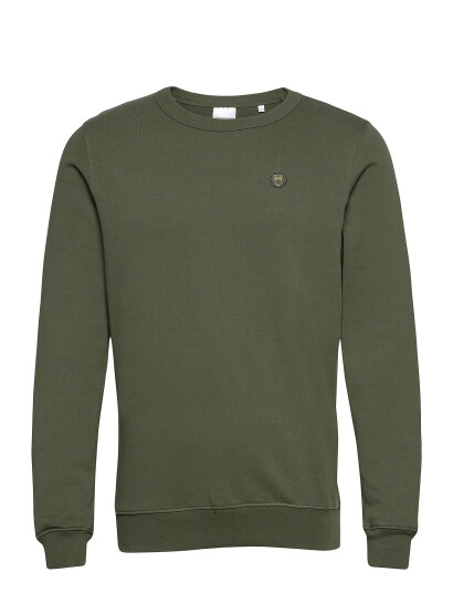 Knowledge Cotton Apparel Erik Basic Badge Sweat - Gots/Vegan - Green - M