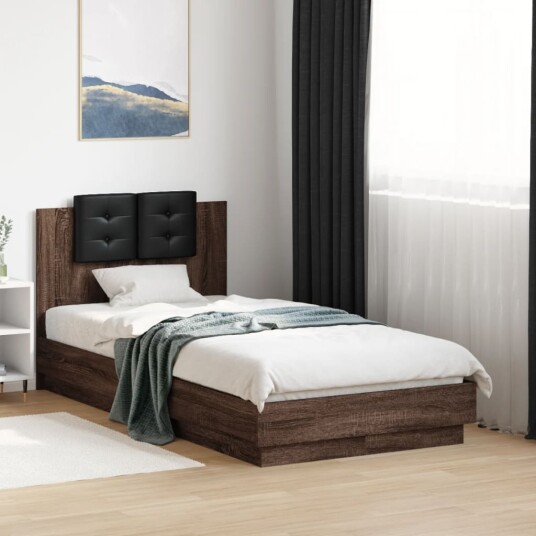  Sengeramme med hodegavl brun eik 90x190 cm konstruert tre 8721012277090
