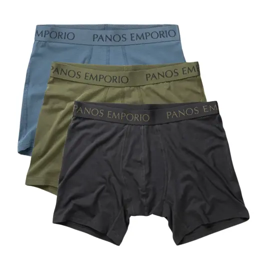 Panos Emporio Man Pe 3pk Base Bamboo Boxer Grey/olive/bluesteel S