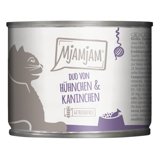 Mjamjam Duo 6 X 200 G Saftig Kylling Og Kanin Med Dampet Gresskar