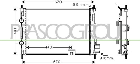 PRASCO DS710R004 Radiator motorkjøling PRASCO DS710R004 Radiator motorkjøling