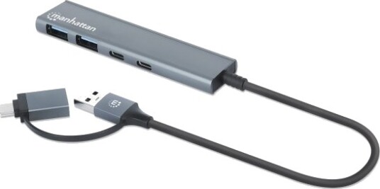 Manhattan 181075 Usb 3.2 Gen 1 3.1 Gen 1 Type-A + Type-C Usb 3.2 Gen 1 3.1 Gen 1 Type-A Usb 3.2 Gen 1 3.1 Gen 1 Type-C 5000 Mbit/S Grå Aluminium 0,25 M