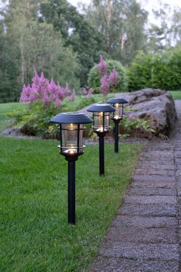 Star Trading Stolpelykt solcelle Fride 3 pk Svart Solcellelamper