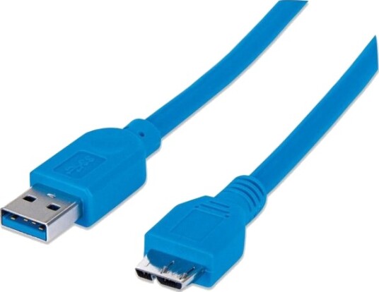 Manhattan Usb 3.0, A/Micro-B, 1 M, 1 M, Usb A, Micro-Usb B, Usb 3.2 Gen 1 (3.1 Gen 1), Hankjønn/Hankjønn, Blå