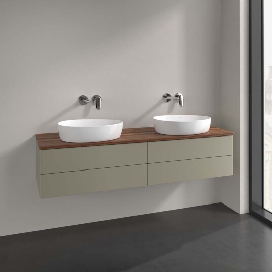 Villeroy & Boch Antao Servantskap med 4 skuffer 160x50x36 cm m/lys Steingrå/Valnøtt Villeroy & Boch Antao Servantskap med 4 skuffer 160x50x36 cm m/lys Steingrå/Valnøtt