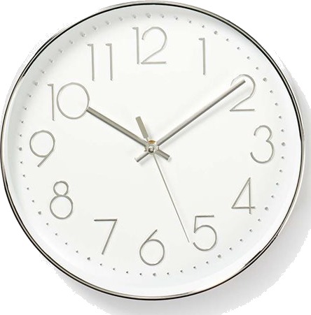 Nedis Rund veggklokke 30 cm diameter Hvit og sølv Nedis Rund veggklokke 30 cm diameter Hvit og sølv