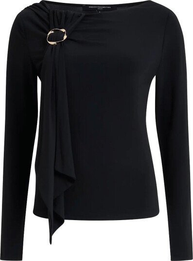 French Connection Maxine Jersey Trim L/S Tee   BLACK   XL