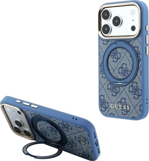 GUESS Ring Stand 360 4G Classic Logo MagSafe Case for iPhone 18 Pro Max / 17 Pro Max - Blue
