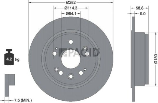 Bremseskive PAGID 54657NC
