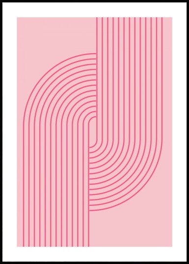 Pink Abstract Curves Plakat / 30x40